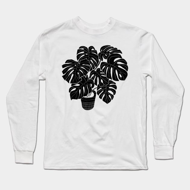 Black & White Plants / Monstera Deliciosa Long Sleeve T-Shirt by Alisa Galitsyna